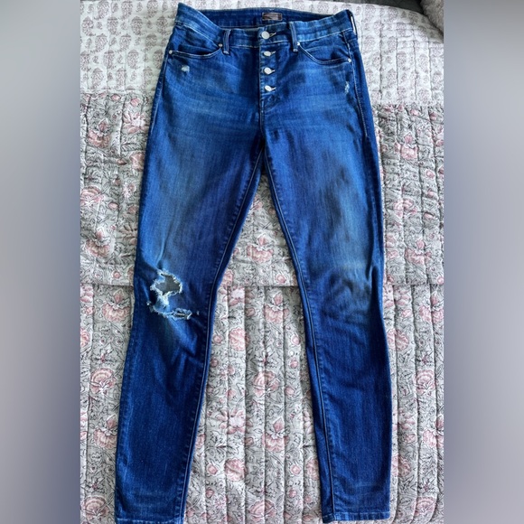 MOTHER The Pixie Skinny Button Fly Denim Jeans in Echoes Size 28 - Picture 5 of 8